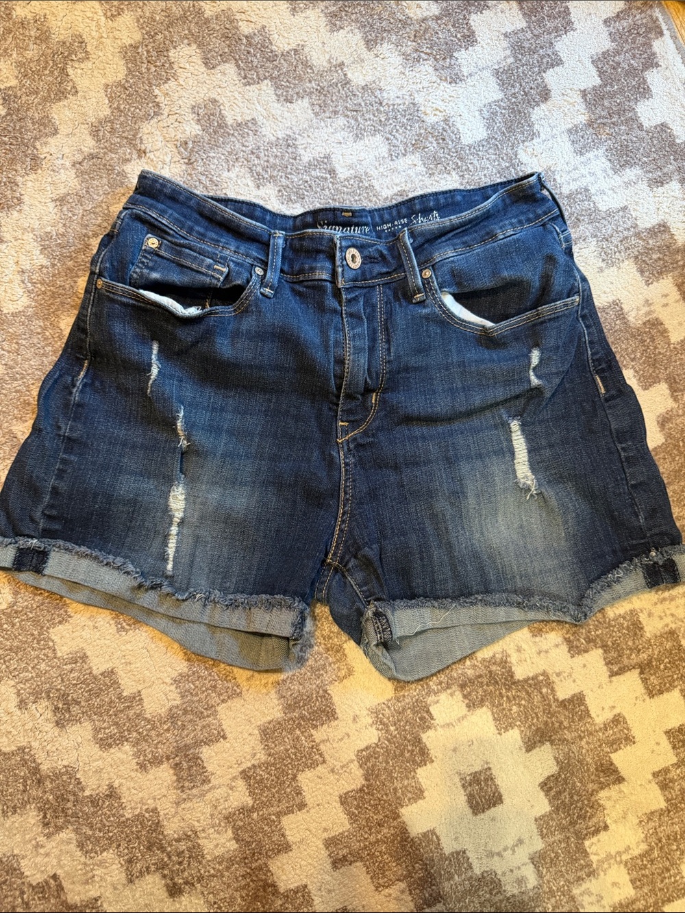 Distressed Dark Blue Levi’s Denim Women's Shorts
